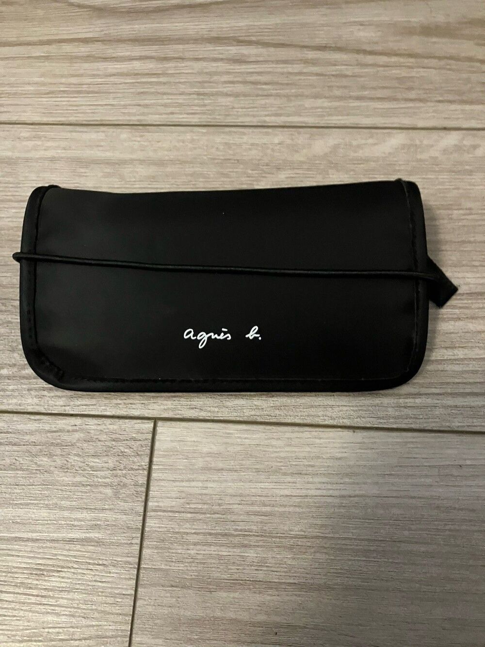 Agnès b. Cosmetic Organizer Case Black Travel Makeup Bag Mirror zipper sections